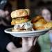 Sidetrack burger of the day, the "Gonzo" burger topped with an onion ring, double Swiss, mushrooms, lettuce and tomato. Melanie Maxwell | AnnArbor.com